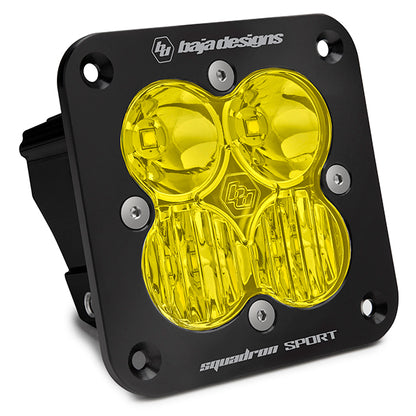 Baja Designs Squadron Sport Black Flush Mount LED Auxiliary Light Pod Amber Lens