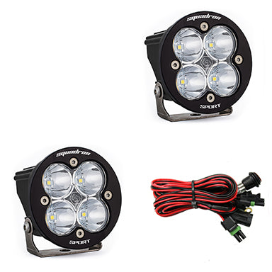 Baja Designs Squadron-R Sport Black LED Auxiliary Light Pod Pair Clear Lens