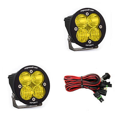 Baja Designs Squadron-R Sport Black LED Auxiliary Light Pod Pair Amber Lens
